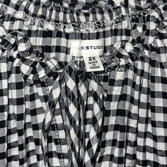 Max Studio Womens Gingham Sleeveless Tiered Mini Dress Black White 2X NWOT - Picture 5 of 8